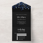 Invitation Tout En Un Noir bleu confetti anniversaire rsvp (À l'intérieur)