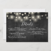 Invitation Tout en un Noir Chaîne Lumière Mariage Photo (Dos)