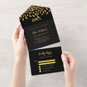 Invitation Tout En Un Noir confetti année d'anniversaire rsvp (Déchirure)