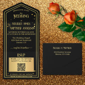 Invitation Tout En Un Noir Confetti QR Code Mariage