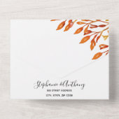 Invitation Tout En Un Noir et blanc avec rouille Feuilles d'automne Mari (Verso)