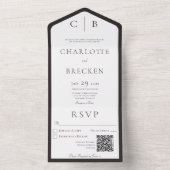 Invitation Tout En Un Noir et blanc de charbon de bois Code QR minimal (À l'intérieur)