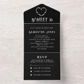 Invitation Tout En Un Noir et blanc Doux 16 Coeur Seize (À l'intérieur)