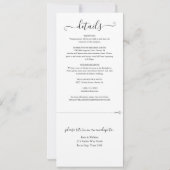 Invitation Tout en un noir et blanc élégant Mariage de script (Dos)