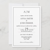 Invitation Tout en un noir et blanc Mini Monogramme Code QR (Devant)