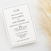 Invitation Tout en un noir et blanc Mini Monogramme Code QR