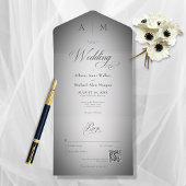 Invitation Tout En Un Noir et blanc minimes Code QR moderne