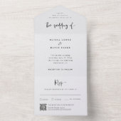Invitation Tout En Un Noir et blanc moderne | Code QR Mariage (À l'intérieur)