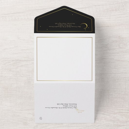 Invitation Tout En Un Noir et or Moderne minimal Celestial (Dehors)