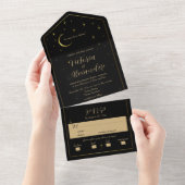 Invitation Tout En Un Noir et or Moderne minimal Celestial (Déchirure)