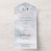 Invitation Tout En Un Noir Et Or Monogramme Mariage Hiver (À l'intérieur)