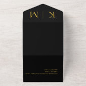 Invitation Tout En Un Noir et or Monogramme-Mariage moderne- (Dehors)
