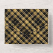 Invitation Tout En Un Noir et or Plaid Élégant (Verso)