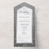 Invitation Tout En Un Noir & Marbre blanc Argent Moderne Sans Dîner (À l'intérieur)