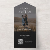 Invitation Tout En Un Noir | Mariage de superposition brossé (À l'intérieur)