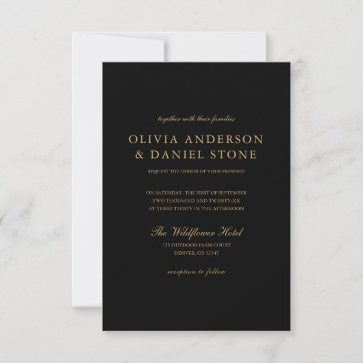 Invitation Tout en un noir Mariage QR Code Classic (Devant)