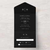 Invitation Tout En Un Noir minimal et chic | MARIAGE (À l'intérieur)