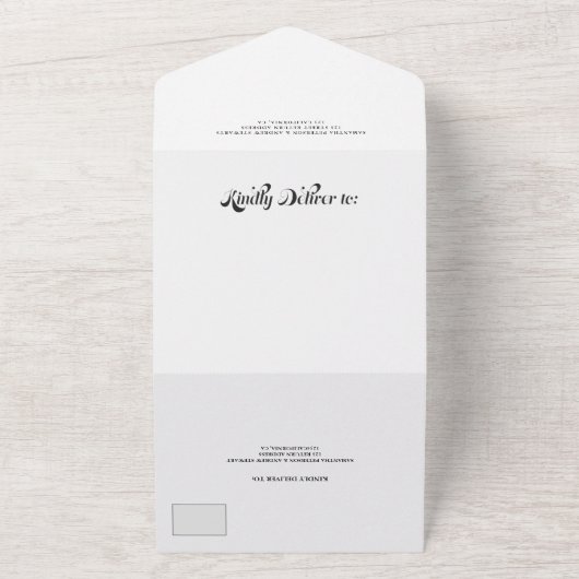 Invitation Tout En Un Noir noir simple rétro marié chic (Dehors)