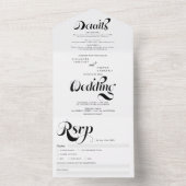 Invitation Tout En Un Noir noir simple rétro marié chic (À l'intérieur)