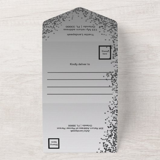 Invitation Tout En Un Noir & Or Parties scintillant Calligraphie Numéro (Dehors)