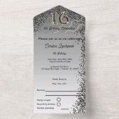 Invitation Tout En Un Noir & Or Parties scintillant Calligraphie Numéro  (À l'intérieur)