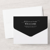 Invitation Tout En Un Noir simple monogramme avec Mariage photo superpos (Verso)