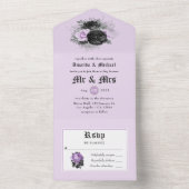 Invitation Tout En Un Noir violet et argent Floral Mariage gothique Tout (À l'intérieur)