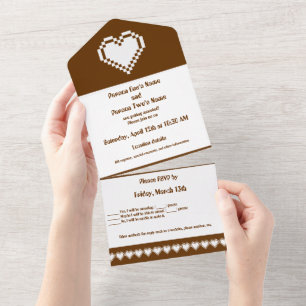 Invitation Tout En Un Nos cœurs 8 bits au chocolat
