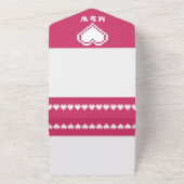 Invitation Tout En Un Nos Coeurs 8 bits en framboise (Dehors)