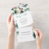 Invitation Tout En Un Notre petit Baby shower d'aquarelle (Déchirure)