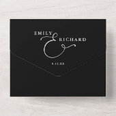 Invitation Tout En Un Nous Aimons Coeur QR Code Mariage noir et blanc (Verso)