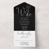 Invitation Tout En Un Nous Aimons Coeur Script Mariage noir et blanc (À l'intérieur)