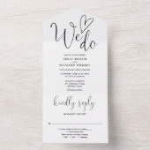 Invitation Tout En Un Nous Aimons Coeur Script Mariage noir et blanc (À l'intérieur)