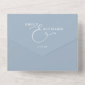 Invitation Tout En Un Nous aimons le coeur QR Code Dusty Mariage bleu (Verso)