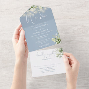 Invitation Tout En Un Nous faisons de la guirlande lumineuse Dusty Blue