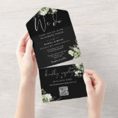 Invitation Tout En Un Nous faisons la verdure Code QR Mariage Noir et Bl (Déchirure)