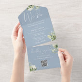 Invitation Tout En Un Nous faisons la verdure Code QR Monogramme Bleu Po (Déchirure)