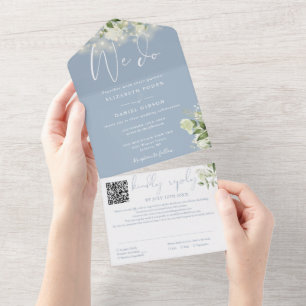 Invitation Tout En Un Nous faisons la verdure Lumières Code QR Bleu Pous