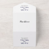 Invitation Tout En Un Nous faisons marine bleu blanc script mariage call (Dehors)