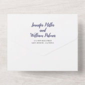 Invitation Tout En Un Nous faisons marine bleu blanc script mariage call (Verso)