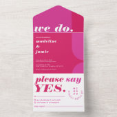 Invitation Tout En Un Nous Faisons Moderne Gras Rose Magenta Retro Abstr (À l'intérieur)