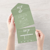 Invitation Tout En Un "Nous faisons" sauge vert script calligraphie mari (Déchirure)