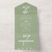 Invitation Tout En Un "Nous faisons" sauge vert script calligraphie mari (À l'intérieur)
