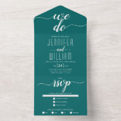 Invitation Tout En Un Nous faisons turquoise bleu blanc script de callig (À l'intérieur)