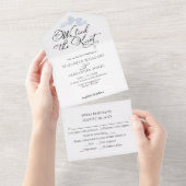 Invitation Tout En Un Nous Tient Le noeud | Mariage Bleu Bow (Déchirure)