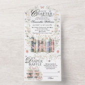 Invitation Tout En Un Nouveau Chapitre Commence Floral Bow Livre Bébé fi (À l'intérieur)