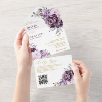 Nuances de Dusty pourpre fleurit or Floral Mariage