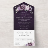 Invitation Tout En Un Nuances de pourpre Dusty fleurs Moody Floral Maria (À l'intérieur)