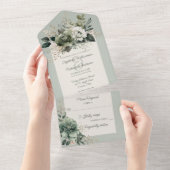 Invitation Tout En Un Nuances de Sage Green Floral (Déchirure)