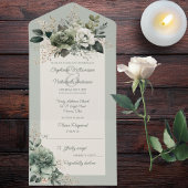 Invitation Tout En Un Nuances de Sage Green Floral